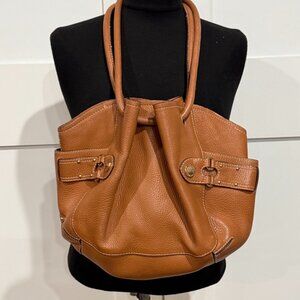 Cole Haan Soft Leather Cognac Brown Womens Shoulder Bag Purse Handbag